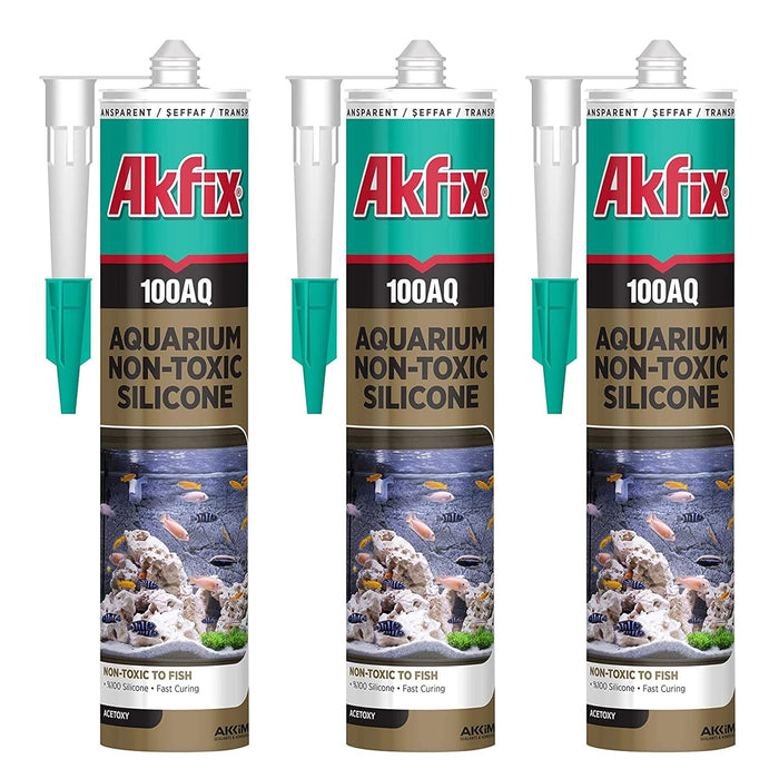 Akfix 100AQ Aquarium Silicone Sealant - 3 Pack