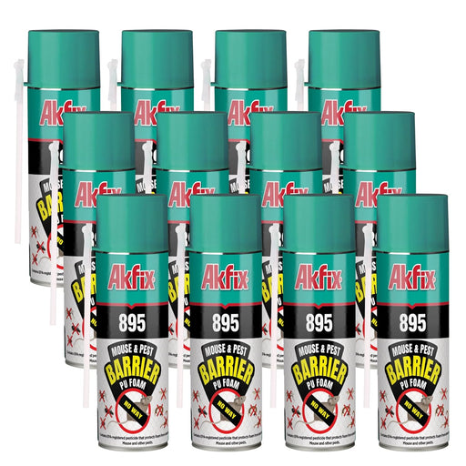 Akfix 895 Mouse & Pest Barrier Polyurethane Straw Foam - 12 Pack