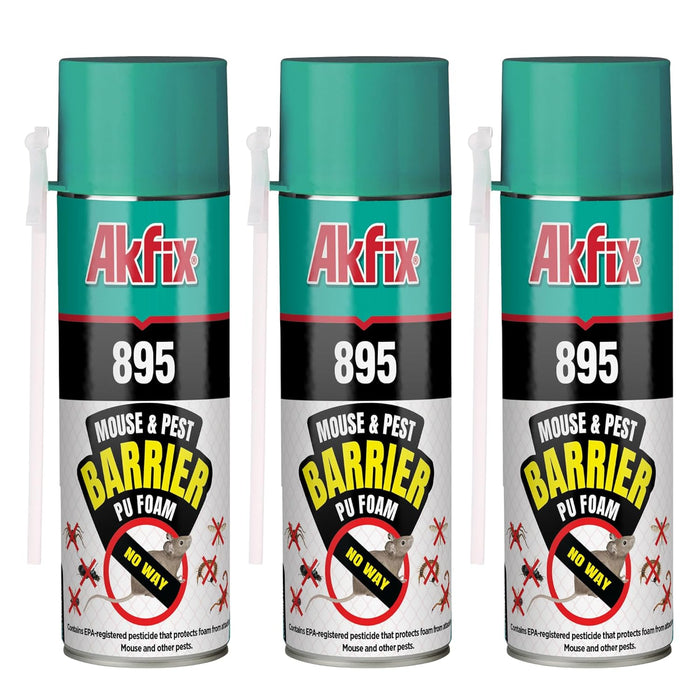 Akfix 895 Mouse & Pest Barrier Polyurethane Straw Foam - 3 Pack