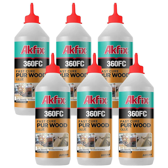 Akfix 360FC Fast Cure Polyurethane Wood Glue - 6 Pack