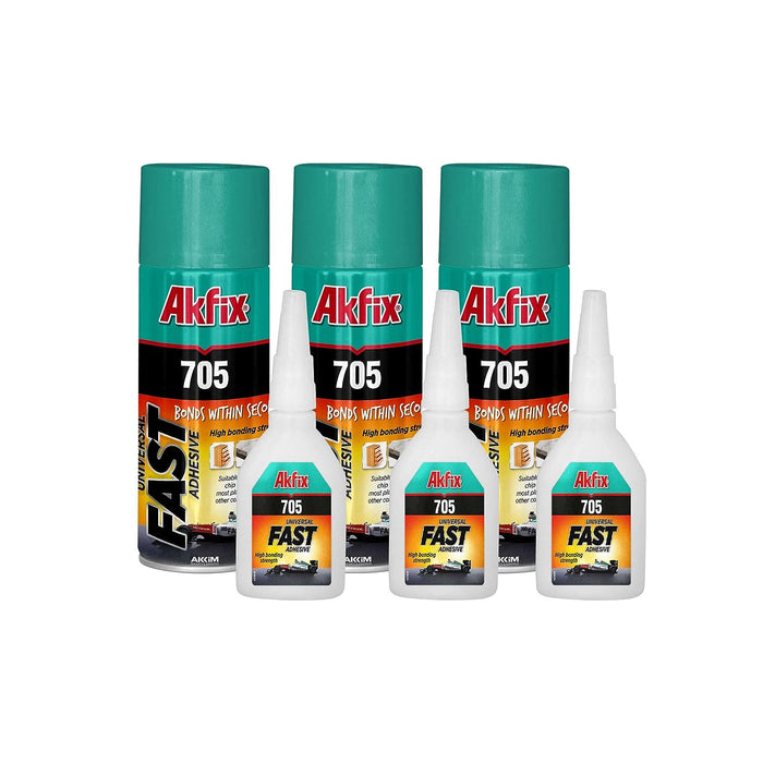 Akfix 705 Superfast Adhesive with Activator - 3 Pack