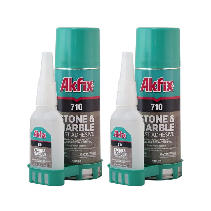 Akfix 710 Stone & Marble Fast Adhesive with Activator - 2 Pack