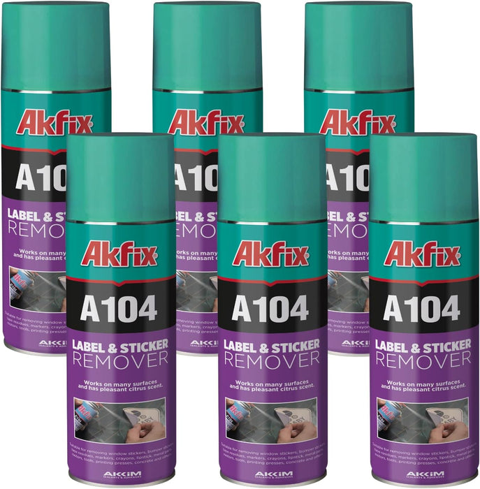 Akfix A104 Label & Sticker Remover Spray - 6 Pack