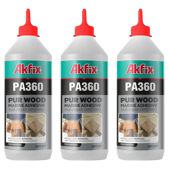 Akfix PA360 Waterproof Polyurethane Wood Marine Adhesive - 3 Pack