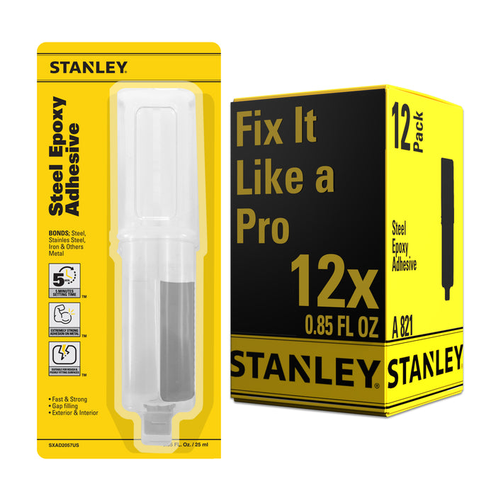 Stanley A821 Steel Epoxy Adhesive - High Strength Bonding, 0.85 fl oz