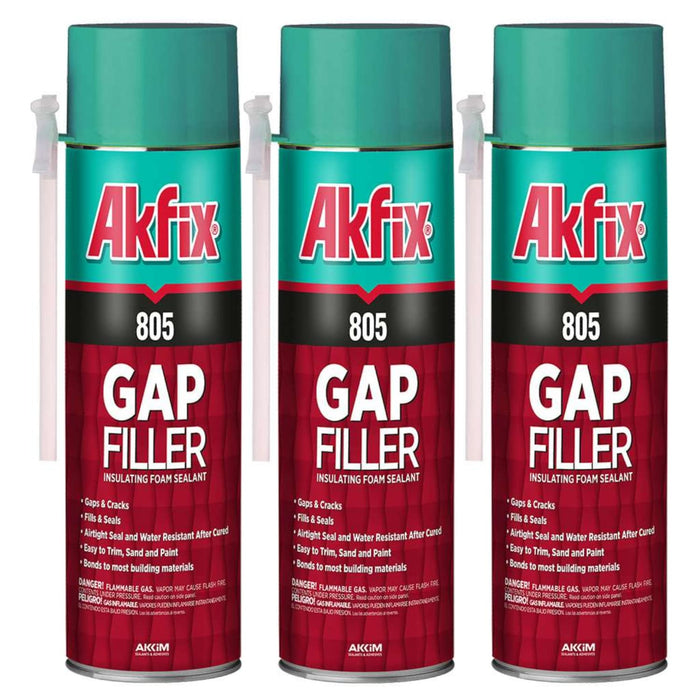 Akfix 805 Gap Filler Polyurethane Straw Foam - 3 Pack