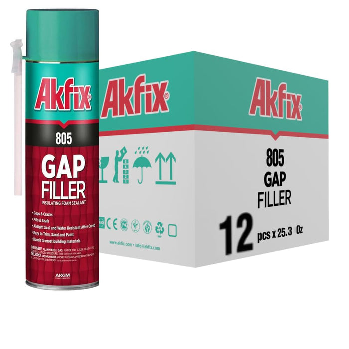 Akfix 805 Gap Filler Polyurethane Straw Foam 25.3 oz - 12 Pack