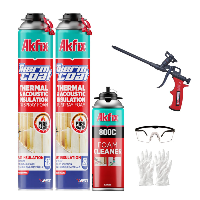 Akfix Thermcoat Thermal & Acoustic Insulation Spray Foam (Closed Cell), Fire Rated