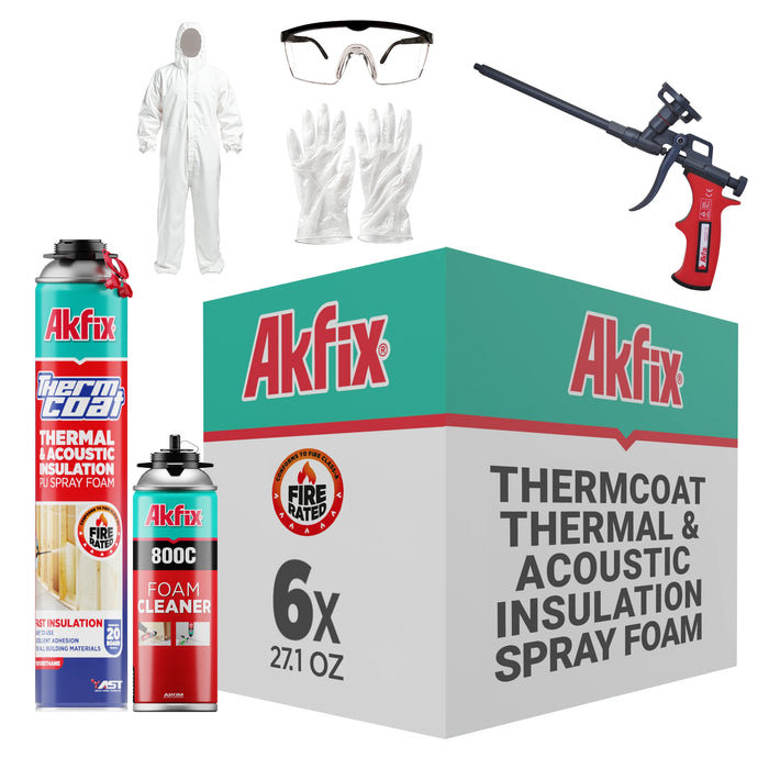 Akfix Thermcoat Thermal & Acoustic Insulation Spray Foam (Closed Cell), Fire Rated