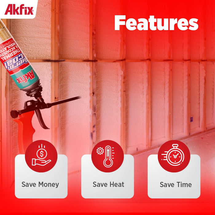 Akfix Thermcoat Thermal & Acoustic Insulation Spray Foam (Closed Cell), Fire Rated