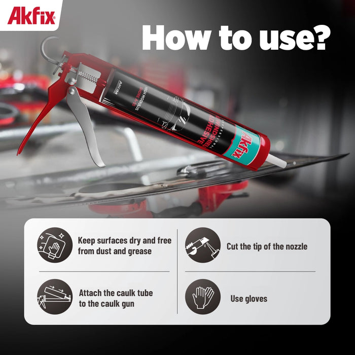 Akfix Polyurethane Windshield Adhesive - Black, 10.1 fl oz