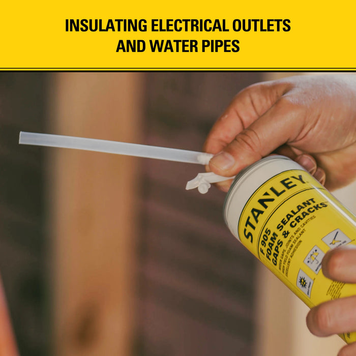 Stanley F905 Gaps & Cracks Polyurethane Foam Sealant with Straw Adapter 12/24 oz