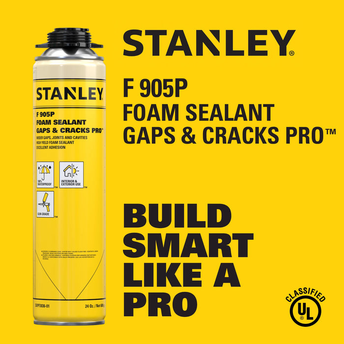 Stanley F905P Gaps & Cracks Pro Foam Sealant - Gun Foam, 24oz