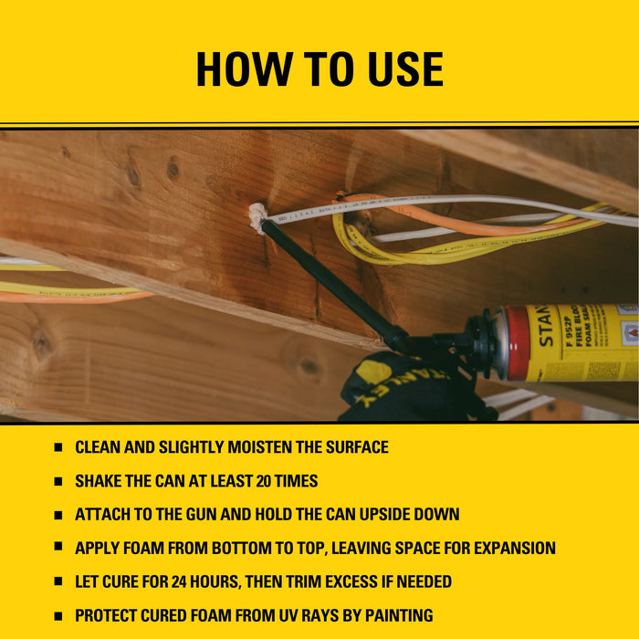 Stanley F952P Orange Fire Block Gun Foam Sealant Pro | Fire-Retardant Insulation 24 oz