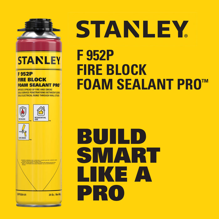 Stanley F952P Orange Fire Block Gun Foam Sealant Pro | Fire-Retardant Insulation 24 oz