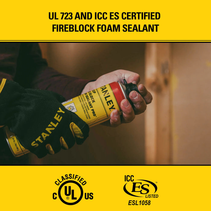 Stanley F952P Orange Fire Block Gun Foam Sealant Pro | Fire-Retardant Insulation 24 oz