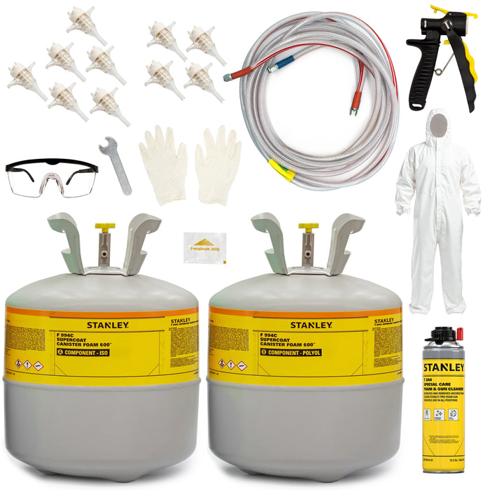 Stanley F994C Supercoat Canister Foam 600™ - Two Component Spray Foam Insulation Kit (600 board feet) - Class A Fire Rated, Closed Cell