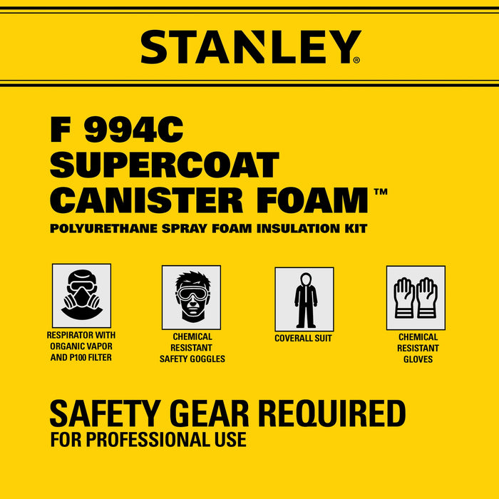 Stanley F994C Supercoat Canister Foam 600™ - Two Component Spray Foam Insulation Kit (600 board feet) - Class A Fire Rated, Closed Cell