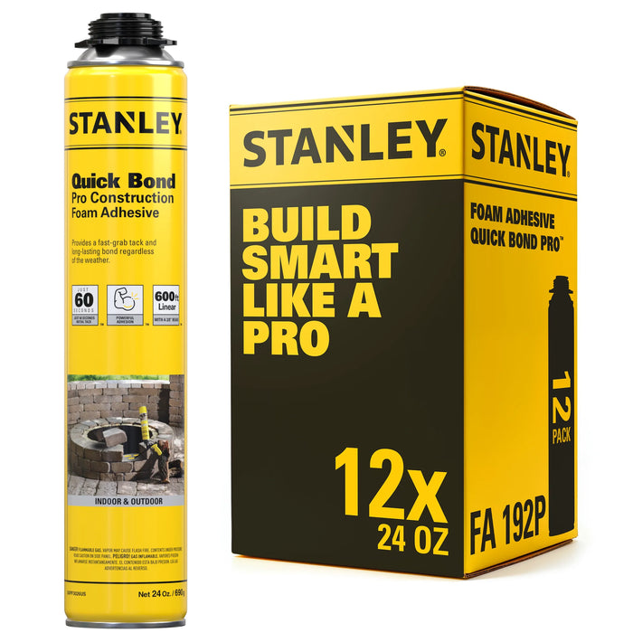 Stanley FA192P Quick Bond Pro Construction Gun Foam Adhesive, 24 oz