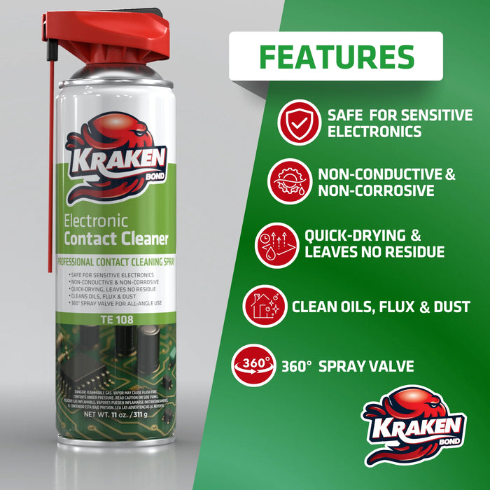 Kraken Bond TE-108 Electronic Contact Cleaner, 11 oz