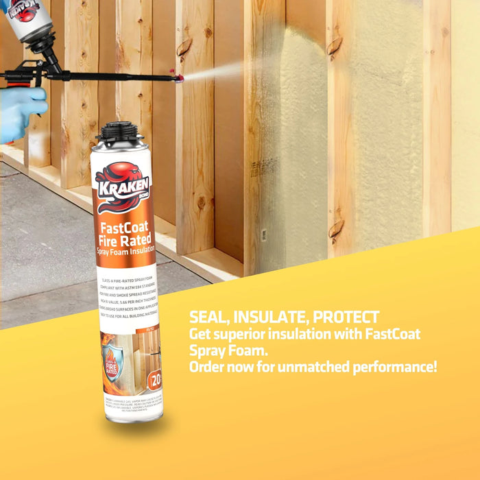 Kraken Bond FastCoat Insulation Spray Foam (Closed Cell Expanding Foam), Class A Fire Rated