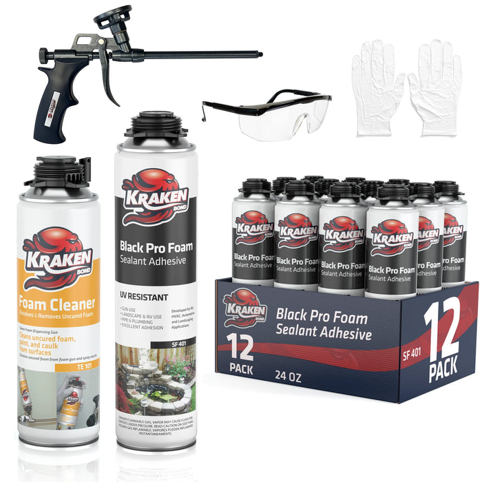 Kraken Bond Black Foam Waterfall & Landscape Adhesive Sealant Gun Use