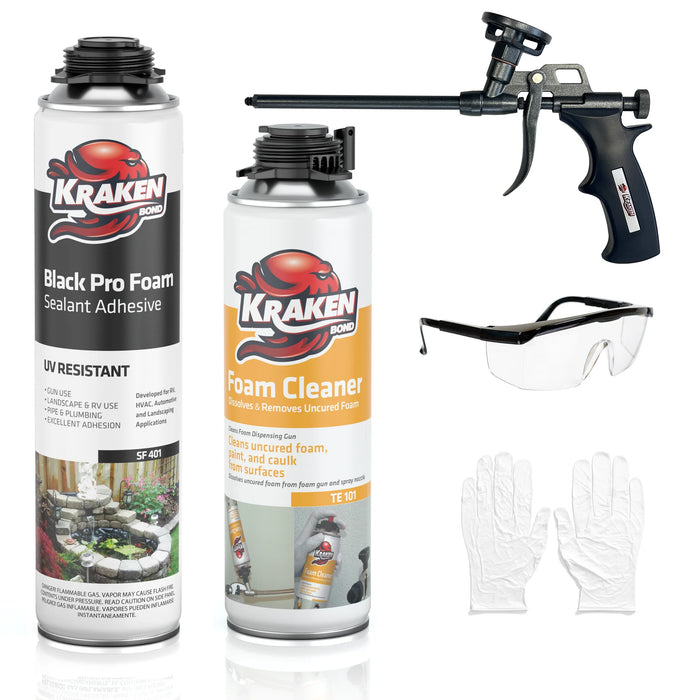 Kraken Bond Black Foam Waterfall & Landscape Adhesive Sealant Gun Use