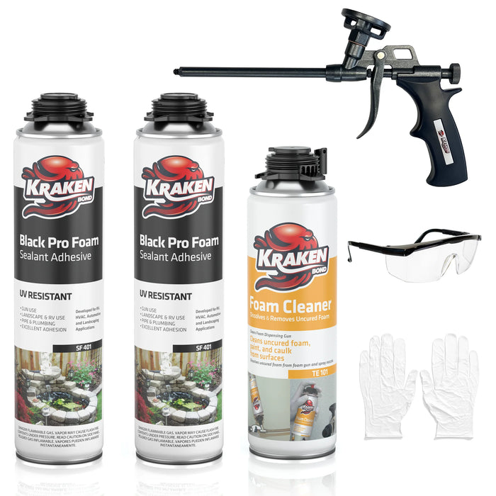 Kraken Bond Black Foam Waterfall & Landscape Adhesive Sealant Gun Use