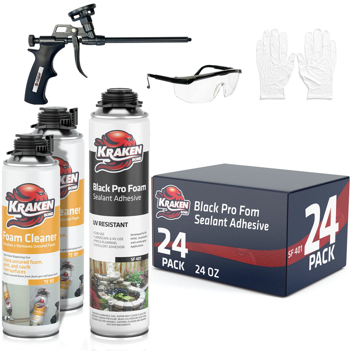 Kraken Bond Black Foam Waterfall & Landscape Adhesive Sealant Gun Use