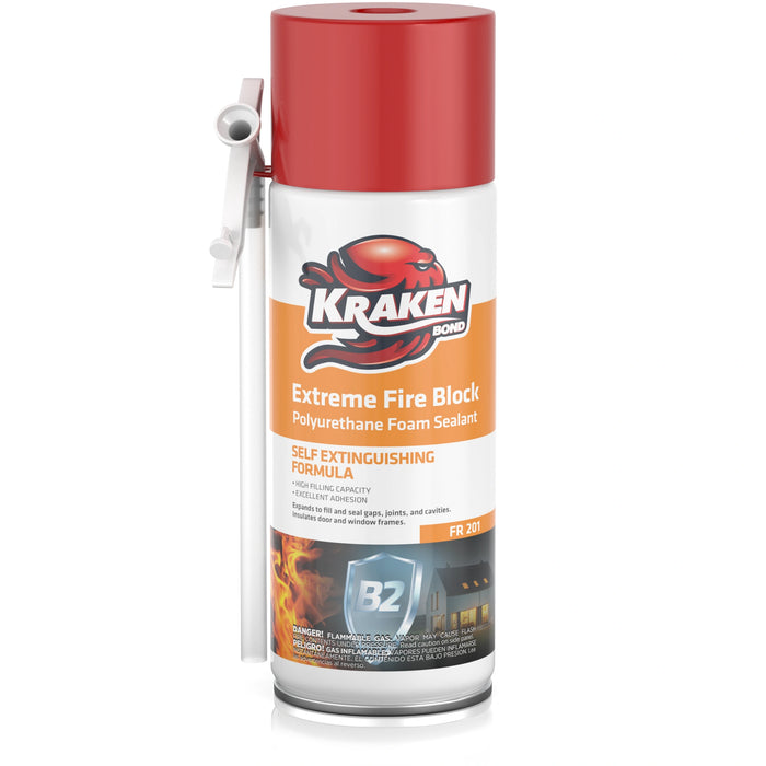 Kraken Bond Extreme Fire Block Polyurethane Straw Foam Sealant 12/24 oz