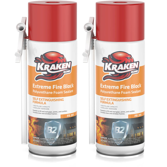 Kraken Bond Extreme Fire Block Polyurethane Straw Foam Sealant 12/24 oz