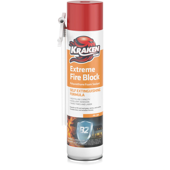 Kraken Bond Extreme Fire Block Polyurethane Straw Foam Sealant 12/24 oz