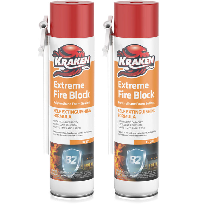 Kraken Bond Extreme Fire Block Polyurethane Straw Foam Sealant 12/24 oz