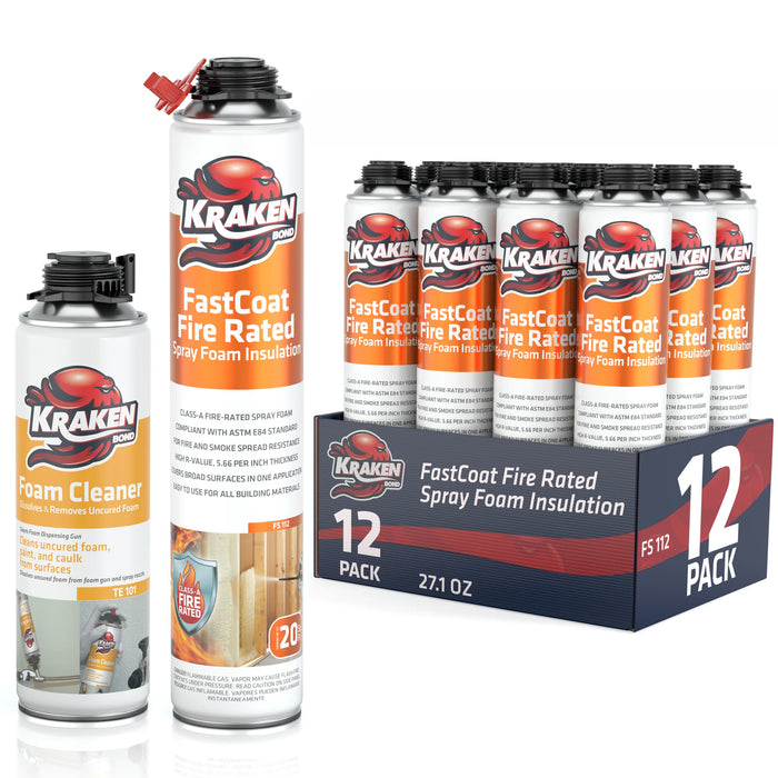 Kraken Bond FastCoat Insulation Spray Foam (Closed Cell Expanding Foam), Class A Fire Rated
