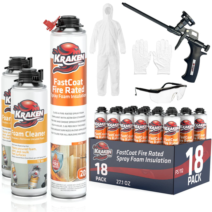 Kraken Bond FastCoat Insulation Spray Foam (Closed Cell Expanding Foam), Class A Fire Rated