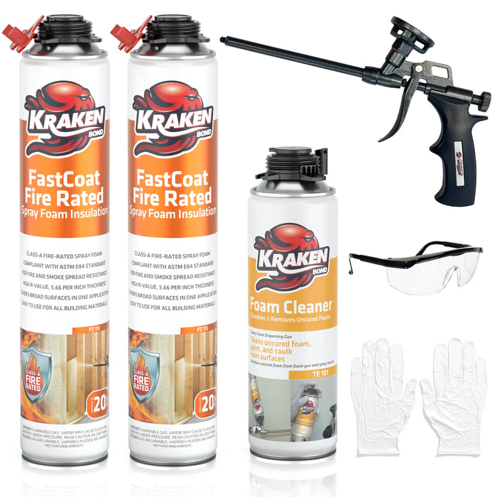 Kraken Bond FastCoat Insulation Spray Foam (Closed Cell Expanding Foam), Class A Fire Rated
