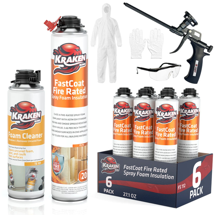 Kraken Bond FastCoat Insulation Spray Foam (Closed Cell Expanding Foam), Class A Fire Rated
