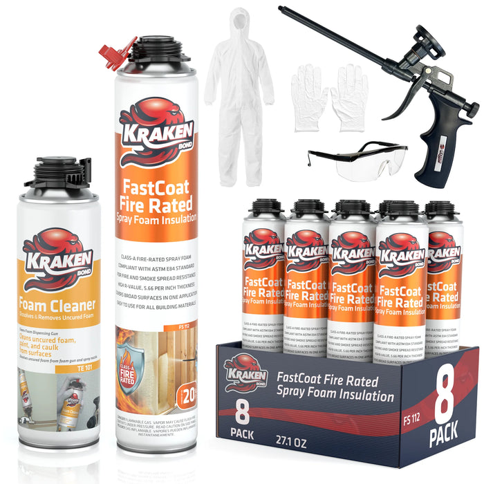 Kraken Bond FastCoat Insulation Spray Foam (Closed Cell Expanding Foam), Class A Fire Rated