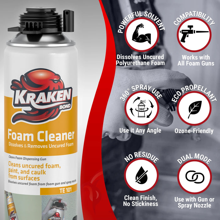 Kraken Bond Polyurethane Foam and Foam Gun Cleaner 12.3 oz