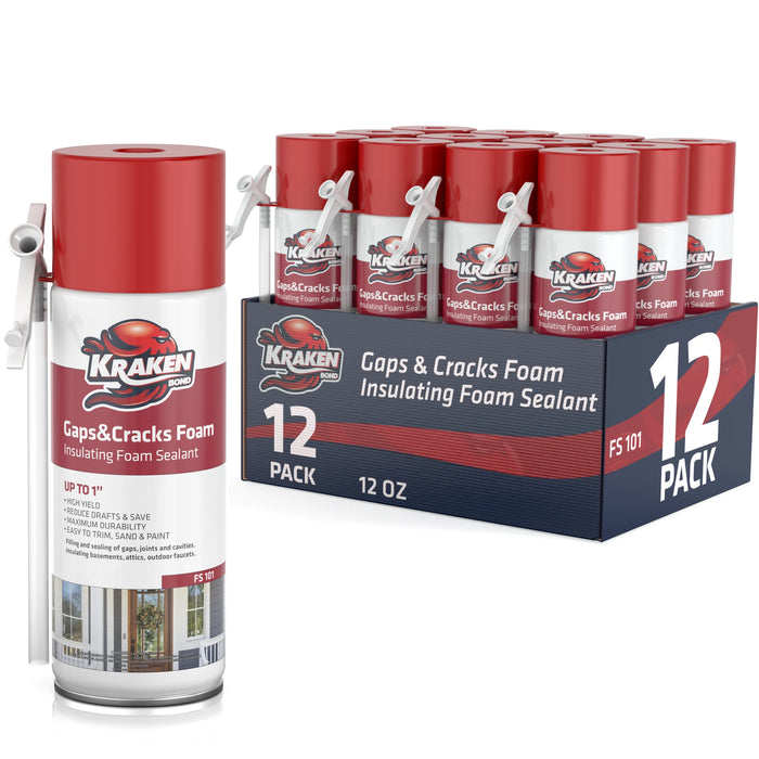 Kraken Bond Gaps & Cracks Filler Straw Foam, Insulating Foam Sealant 12/24 oz