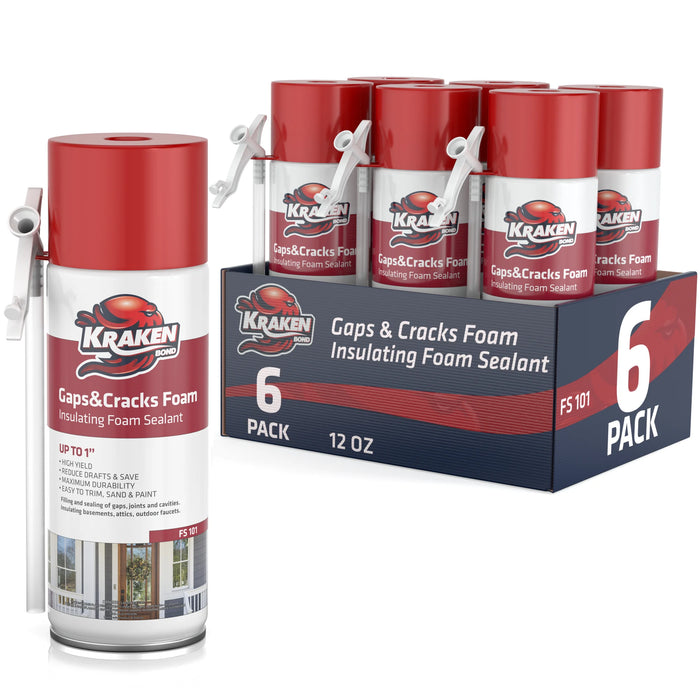 Kraken Bond Gaps & Cracks Filler Straw Foam, Insulating Foam Sealant 12/24 oz