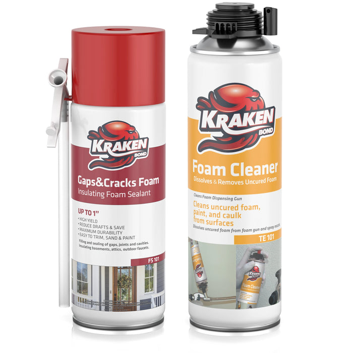 Kraken Bond Gaps & Cracks Filler Straw Foam, Insulating Foam Sealant 12/24 oz
