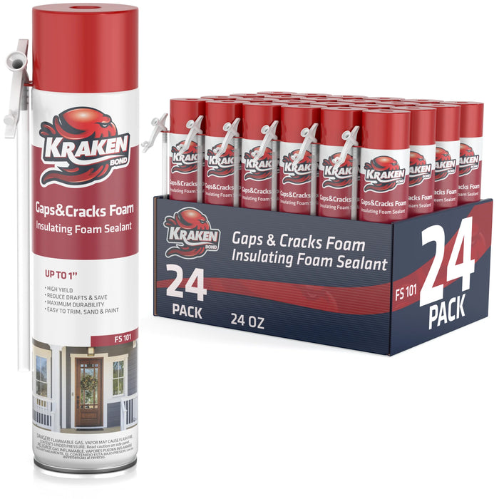 Kraken Bond Gaps & Cracks Filler Straw Foam, Insulating Foam Sealant 12/24 oz