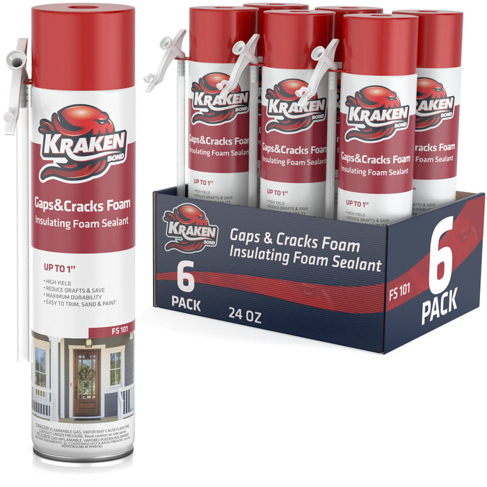 Kraken Bond Gaps & Cracks Filler Straw Foam, Insulating Foam Sealant 12/24 oz