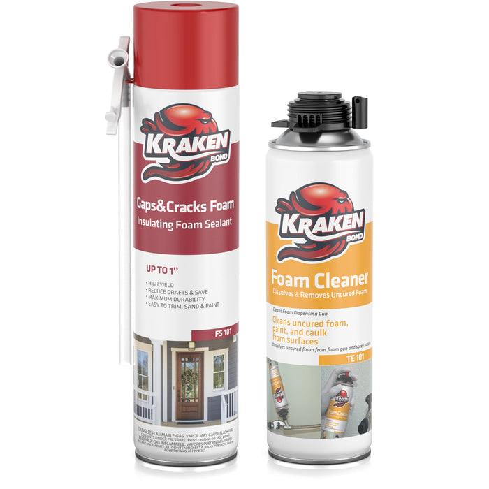 Kraken Bond Gaps & Cracks Filler Straw Foam, Insulating Foam Sealant 12/24 oz