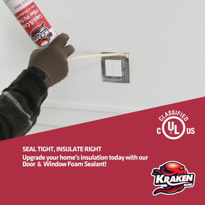 Kraken Bond Gaps & Cracks Filler Straw Foam, Insulating Foam Sealant 12/24 oz