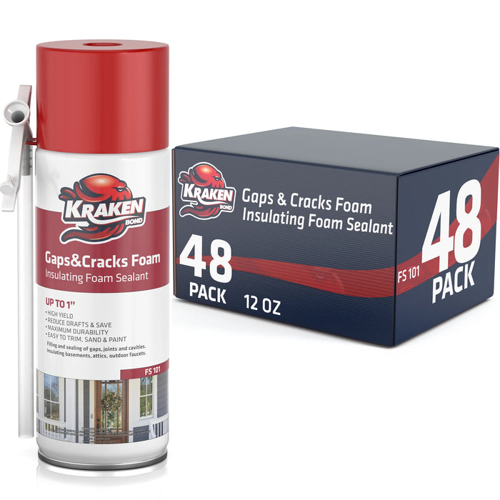 Kraken Bond Gaps & Cracks Filler Straw Foam, Insulating Foam Sealant 12/24 oz
