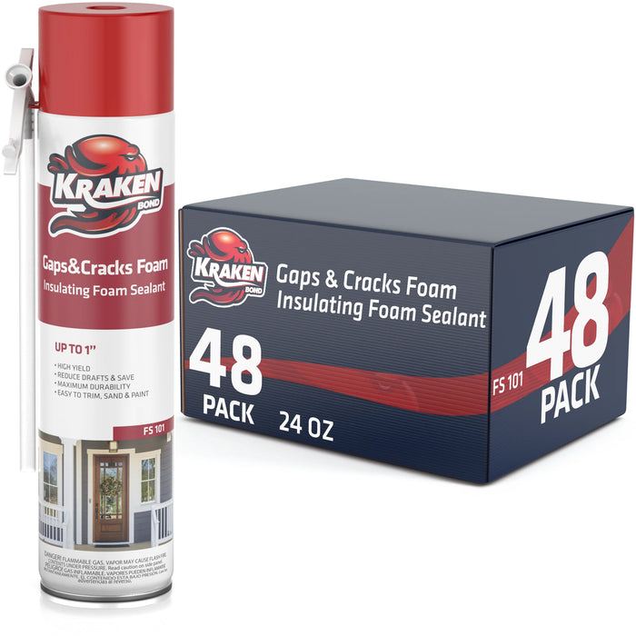 Kraken Bond Gaps & Cracks Filler Straw Foam, Insulating Foam Sealant 12/24 oz