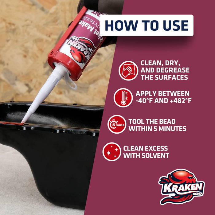 Kraken Bond Gasket Maker RTV Silicone - 10.1 fl oz