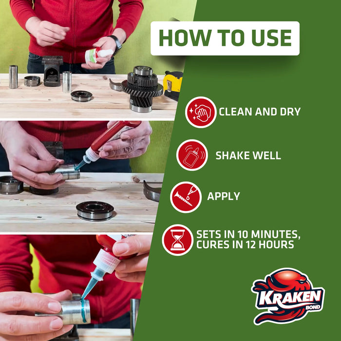 Kraken Bond High Strength Retaining Compound - KR 38, 1.7 fl oz / 50 ml